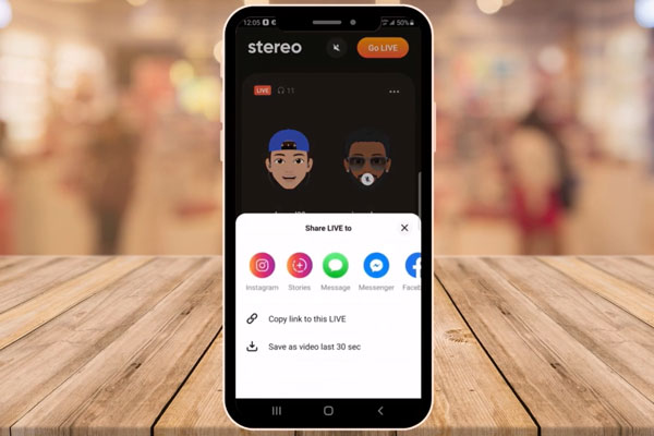 Скриншот приложения Stereo, аналога Clubhouse на платформе Андроид